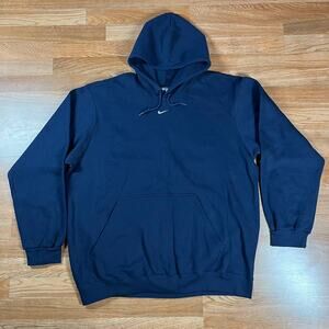 VINTAGE Nike Center Swoosh Hoodie Size XL Blue Hooded Y2K Excellent Condition
